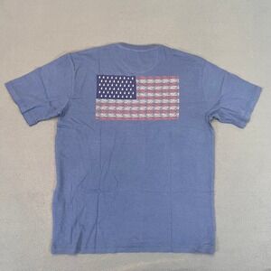 johnnie-O American Flag USA Back Graphic Surf S/S T-Shirt Blue Mens‎ Med Cotton